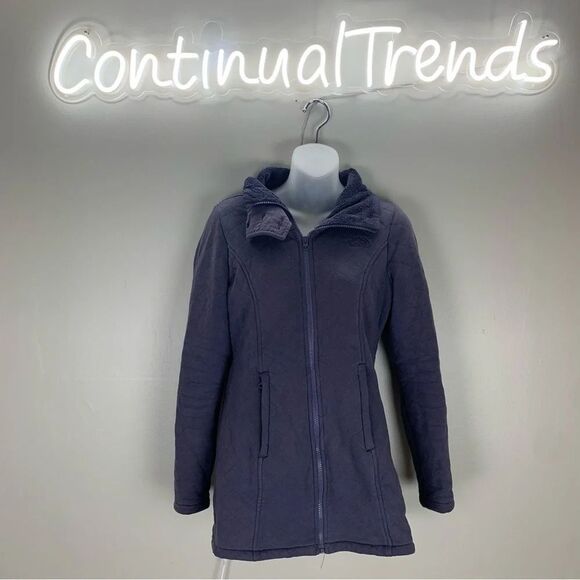 The North Face Caroluna quilted fleece jacket purple long coat zip up size small - Picture 8 of 8